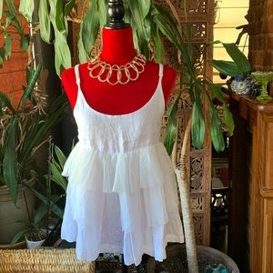 Tiered Linen and Net Flutter Tank S
